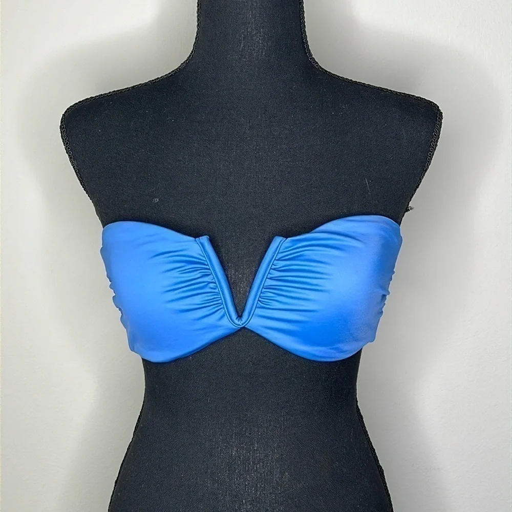 Andie Swim The Scala Bandeau Bikini Top in Blue Size Large NWT!